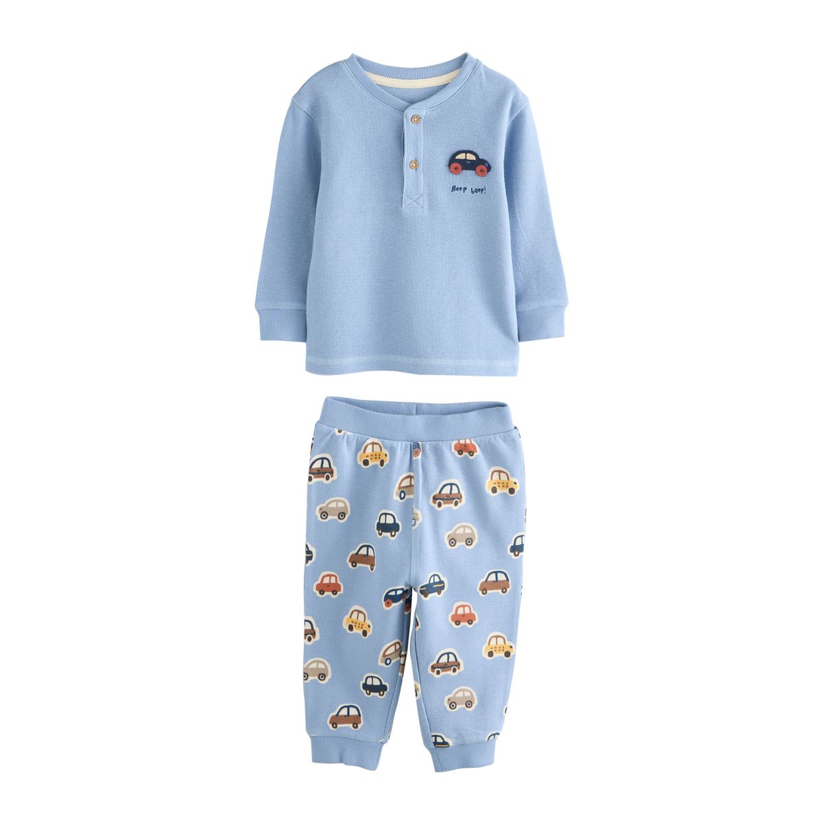 Pyjama douillet à motif transport, lot de 3 écru/bleu/beige, NEXT