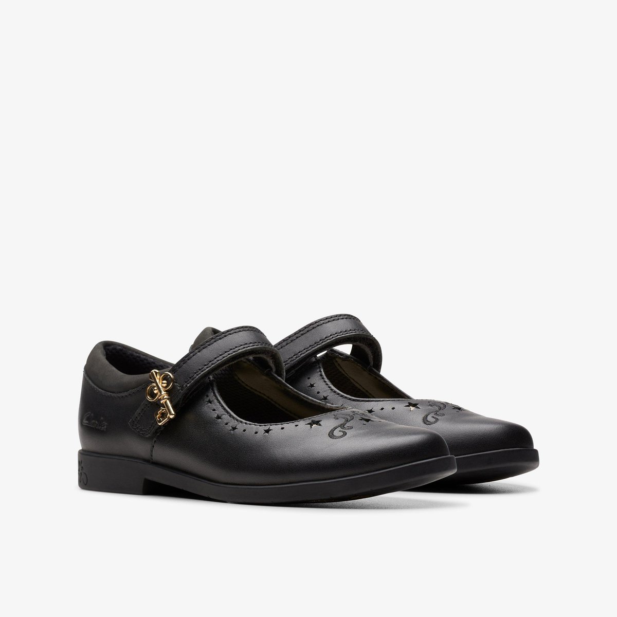 Ballerines Cuir Coupe Large LOCK MAGIC K noir, CLARKS