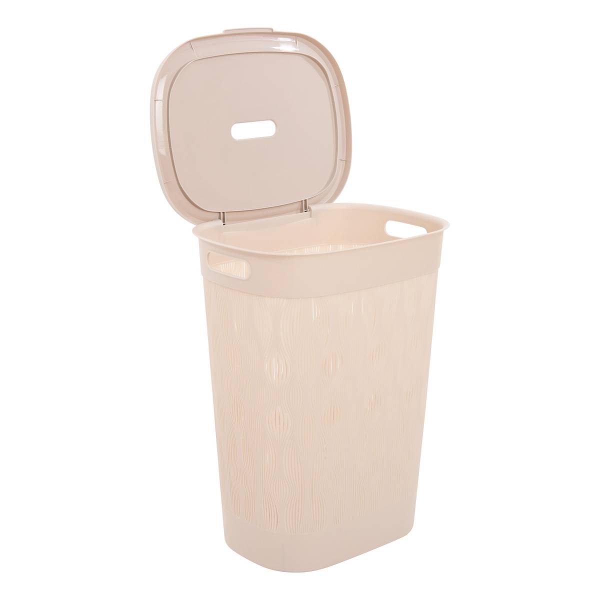 Corbeille à linge 40L avec couvercle LEAF beige, 5FIVE SIMPLY SMART