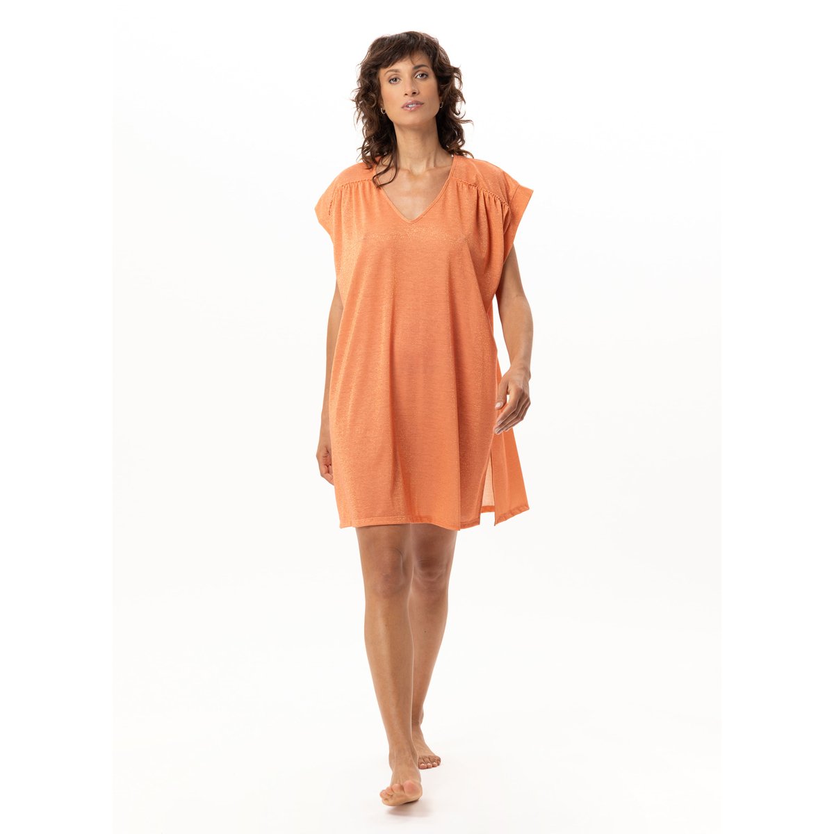 Kaftan en maille fil textile COCO 240 orange, LE CHAT