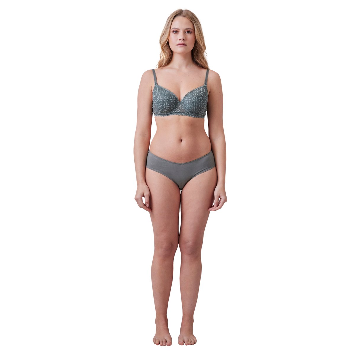 Soutien-gorge dentelle avec armatures grossesse et allaitement gris ardoise, VERTBAUDET