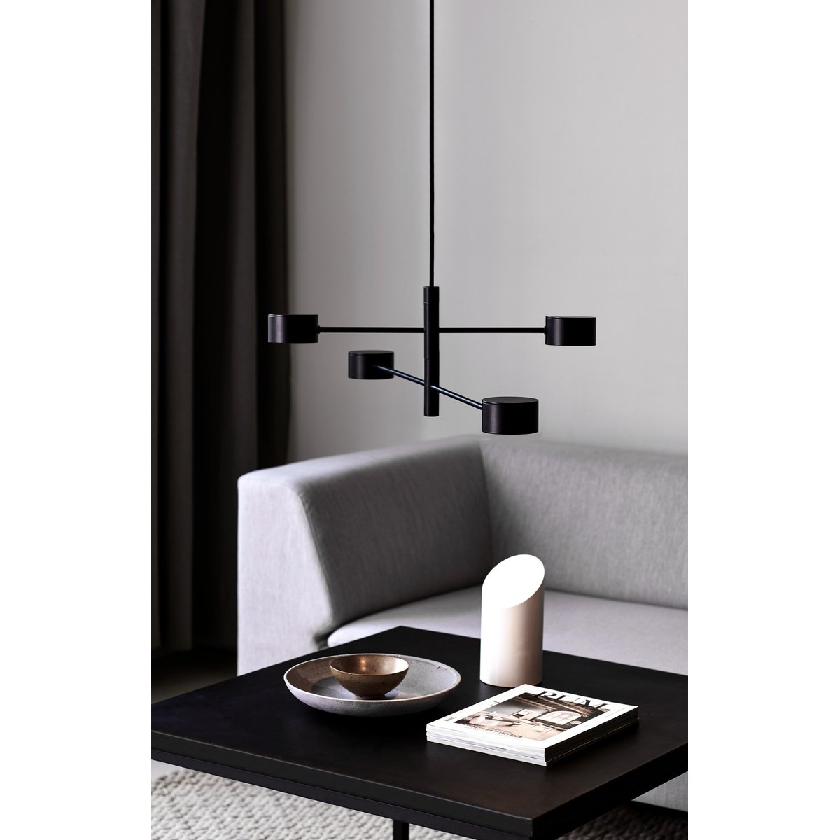 Suspension spot minimaliste scandinave en métal, CLYDE 4-Spot noir, NORDLUX