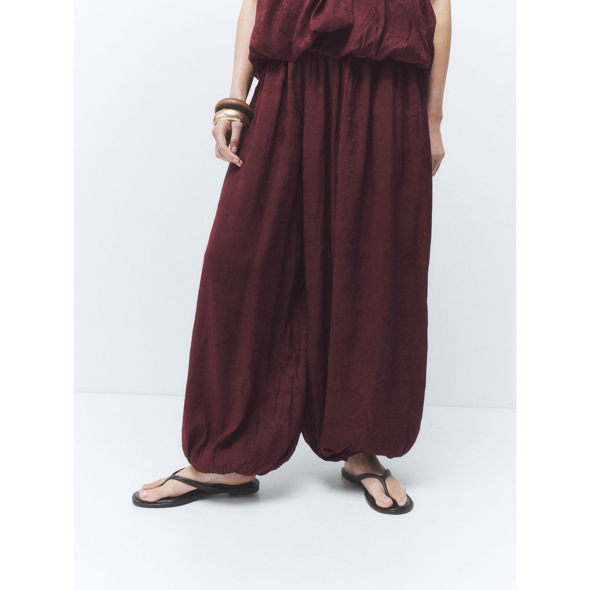Pantalon à effet bouffant jacquard bordeaux, NEXT