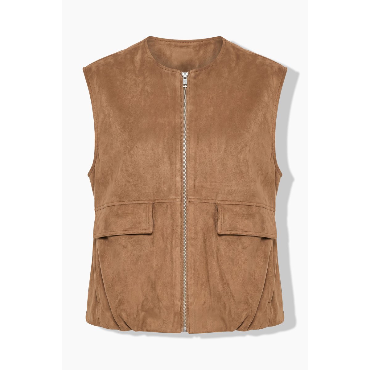 Gilet ballon ample avec ourlet élastique chameau, STUDIO UNTOLD