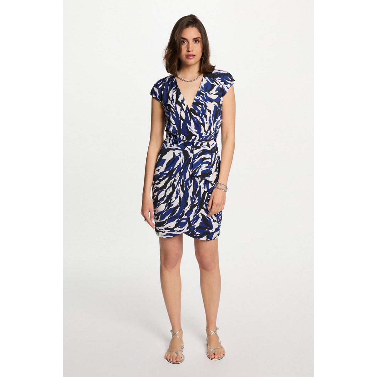 Robe courte ajustée imprimée multicolore, MORGAN