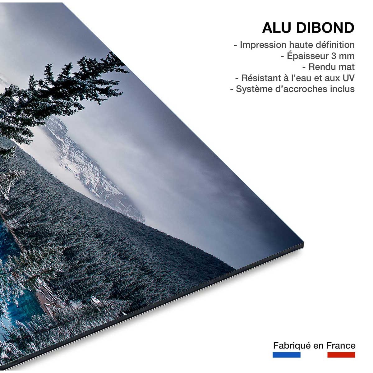 Tableau montagne turquoise en montagne tableau alu dibond, HEXOA