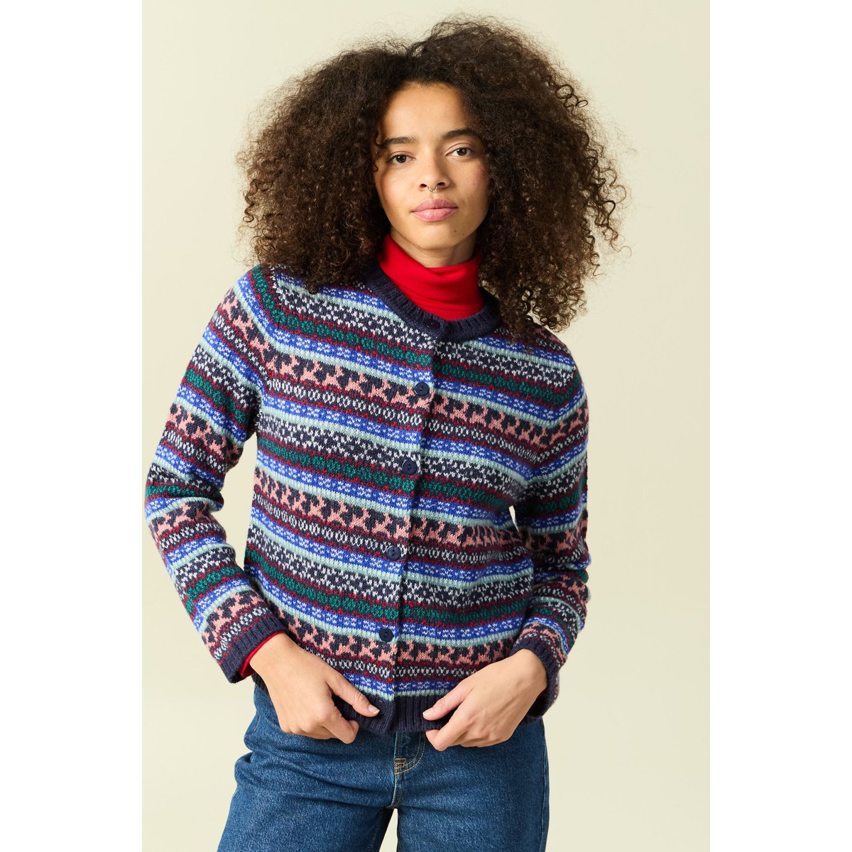 Gilet manches longues spécial noël bleu marine, BONOBO