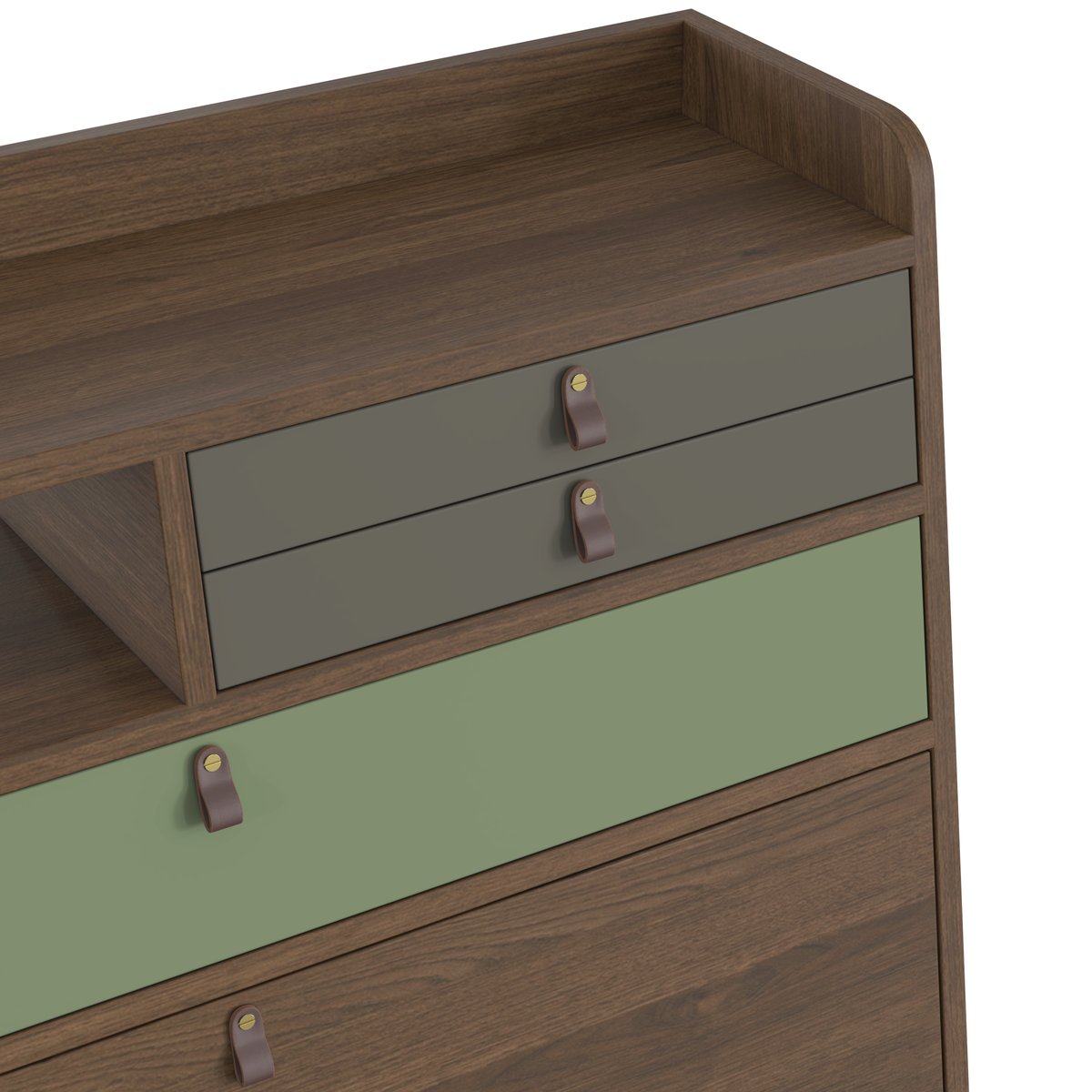 Bureau secrétaire mural en chêne teinté 60 cm, GASTON vert cendré, HARTO