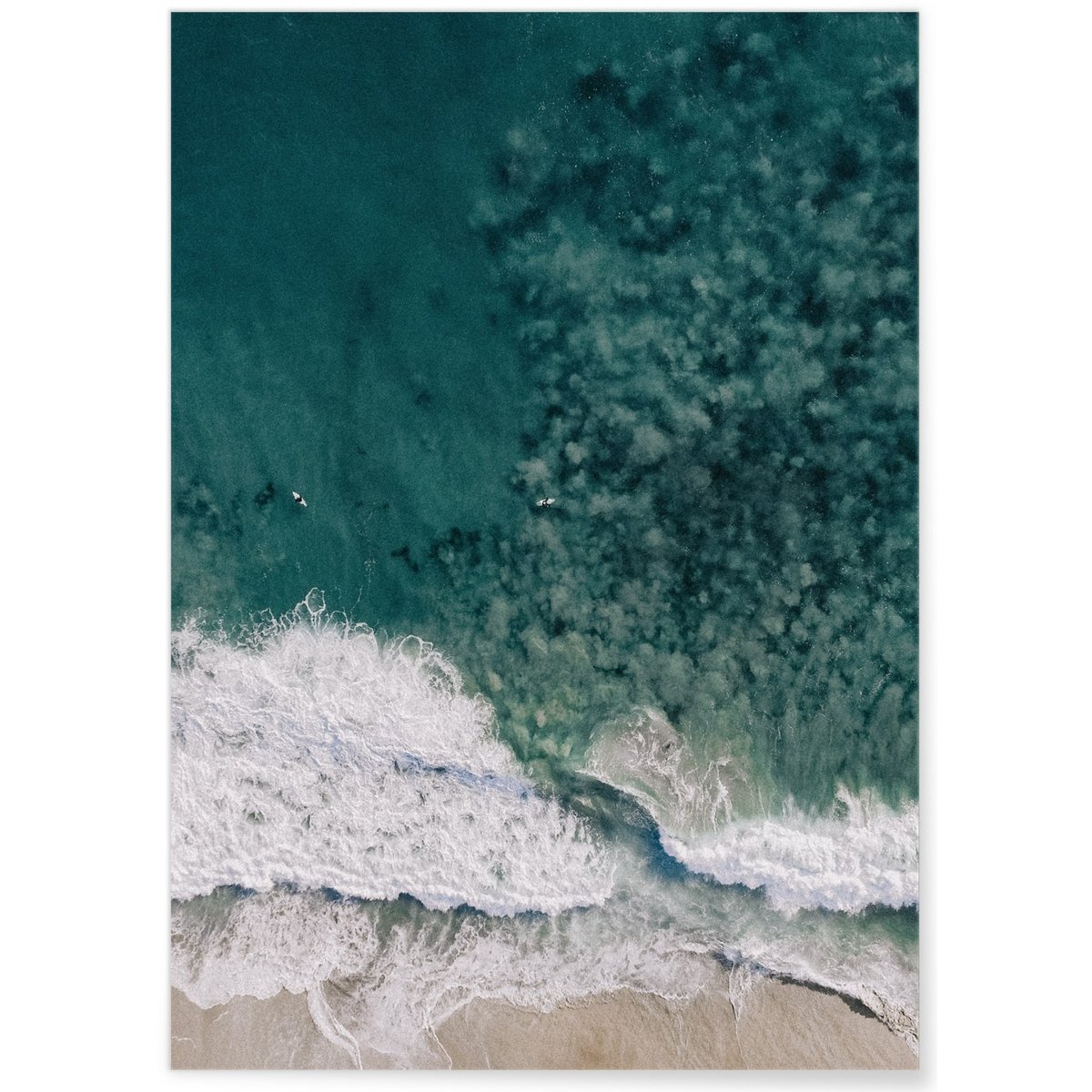 Poster Plage et Surfeurs blanc, L'AFFICHERIE