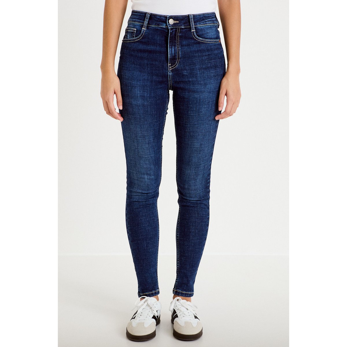 Jean skinny taille haute bleu foncé, CACHE CACHE