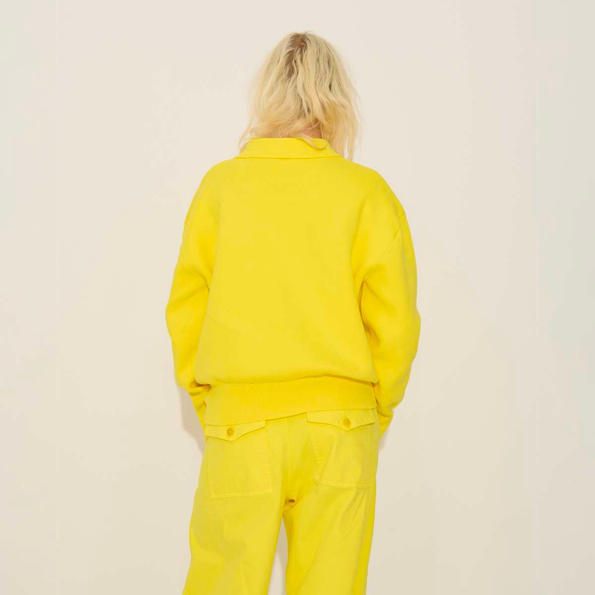 Polo manches longues en coton PEREZ jaune, BENSIMON