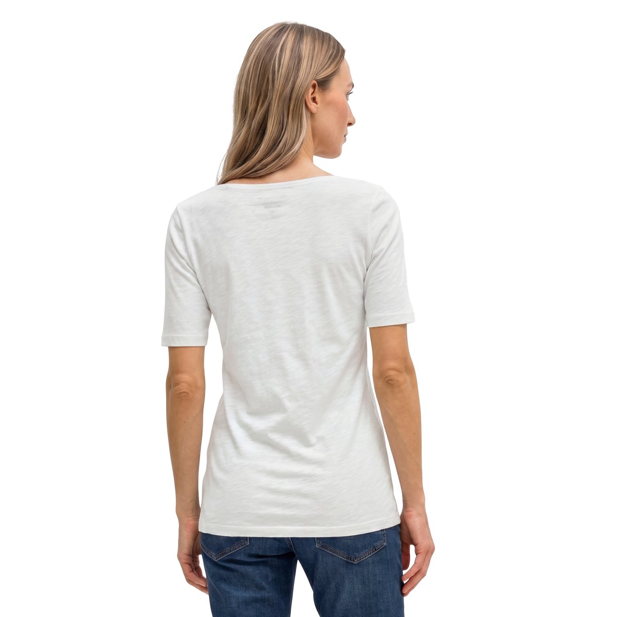 T-shirt en jersey slub regular à encolure bateau blanc, MARC O'POLO