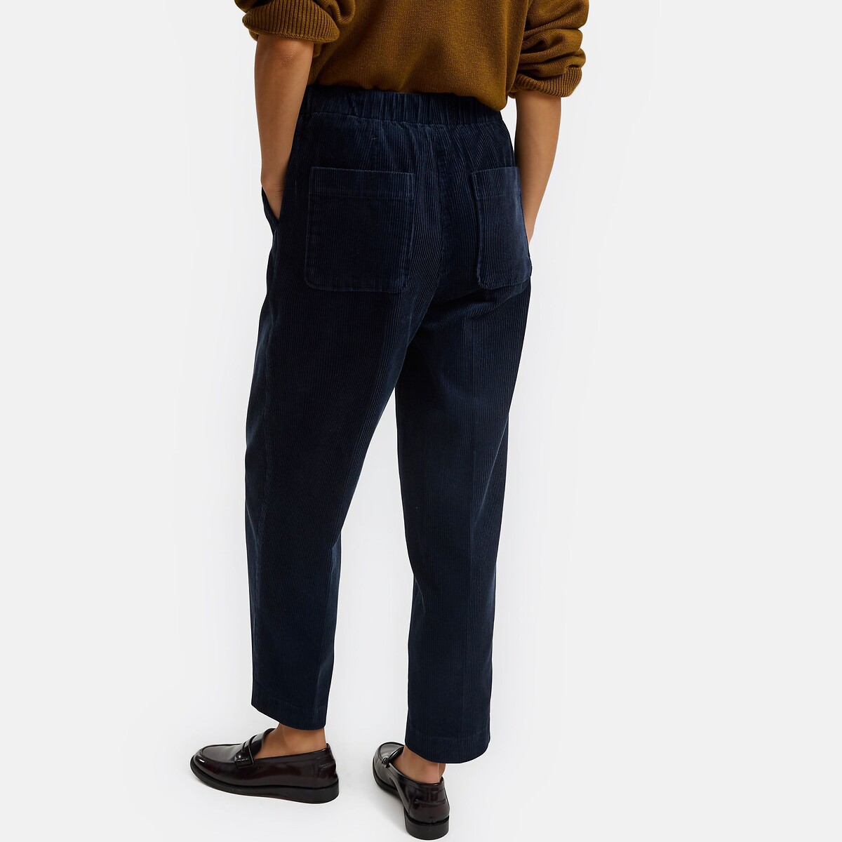 Pantaloni a carota in velluto a coste blu marino, LA REDOUTE COLLECTIONS