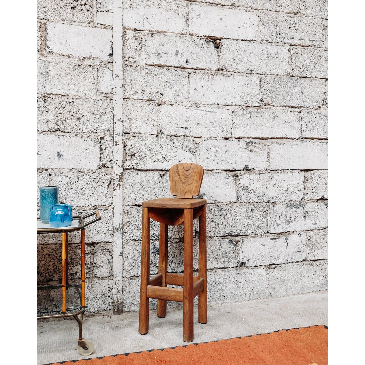 Tabouret de bar en orme Gaston N°98 - Bon état bois, DEBONGOUT