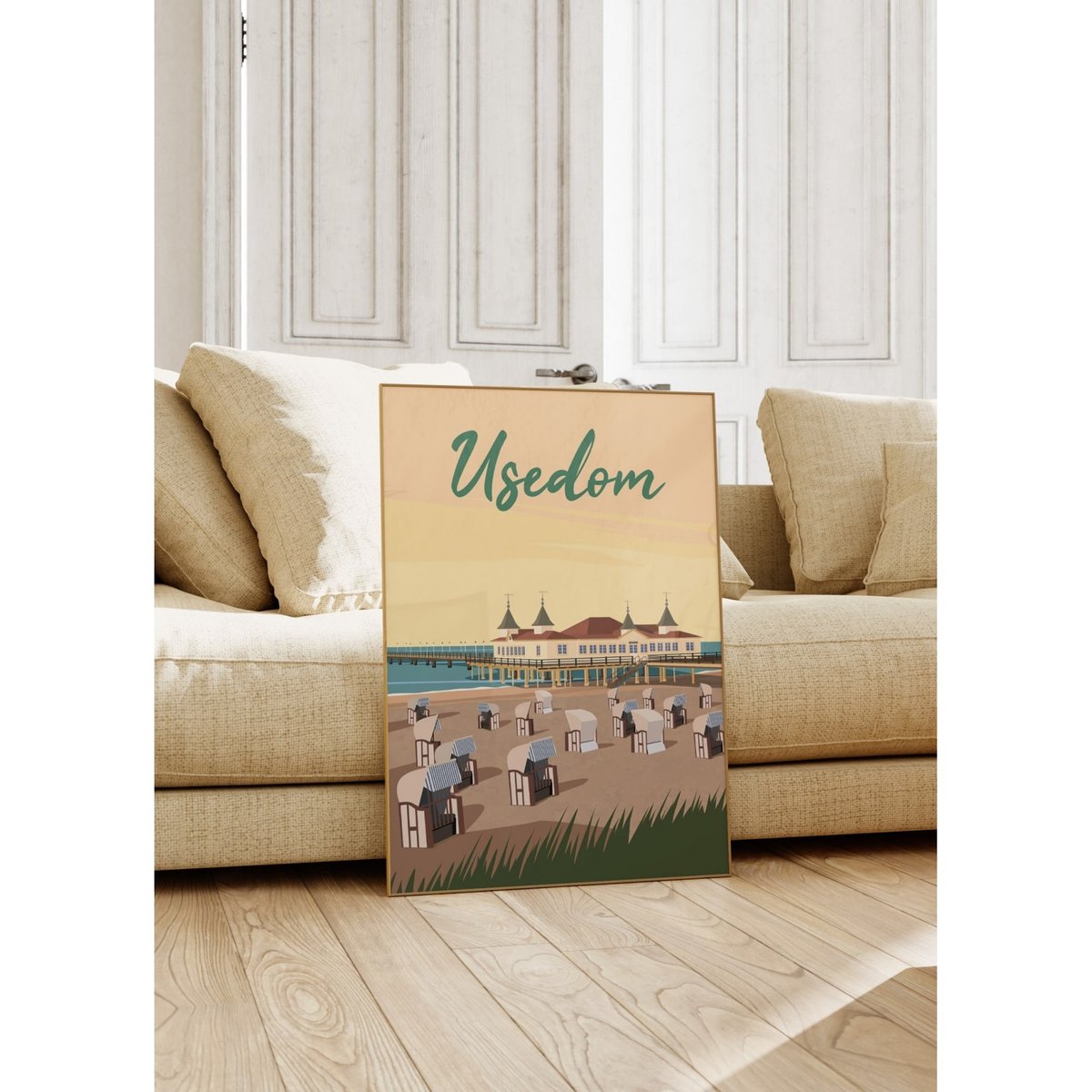 Affiche ville Usedom blanc, L'AFFICHERIE