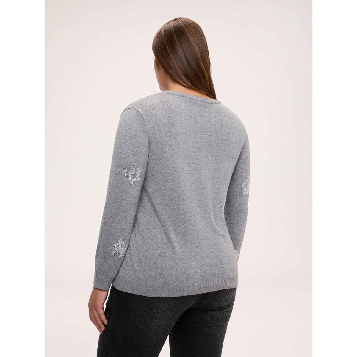 Pull avec paillettes florales gris, FIORELLA RUBINO