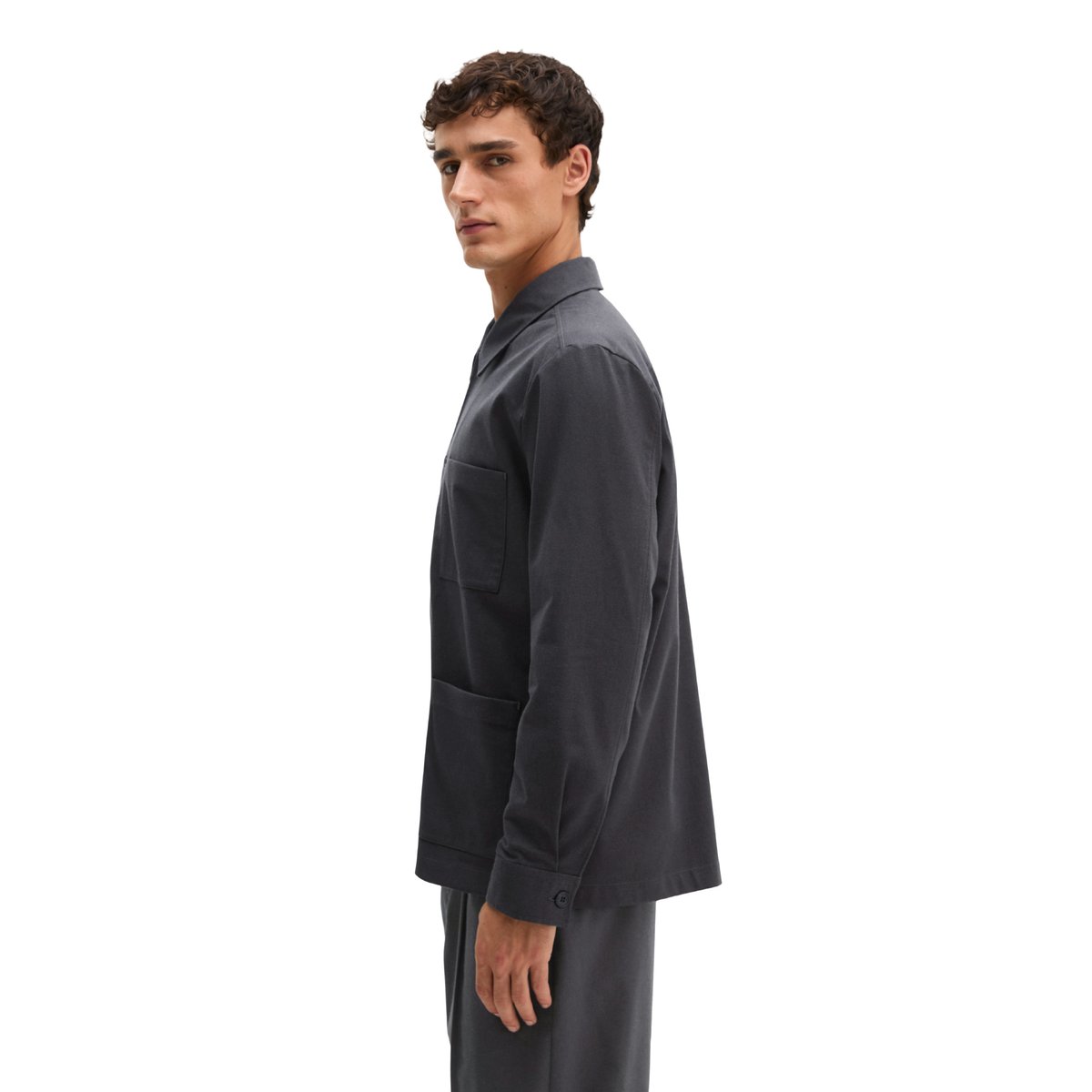 Surchemise en mélange de coton bio et de laine vierge gris, MARC O'POLO