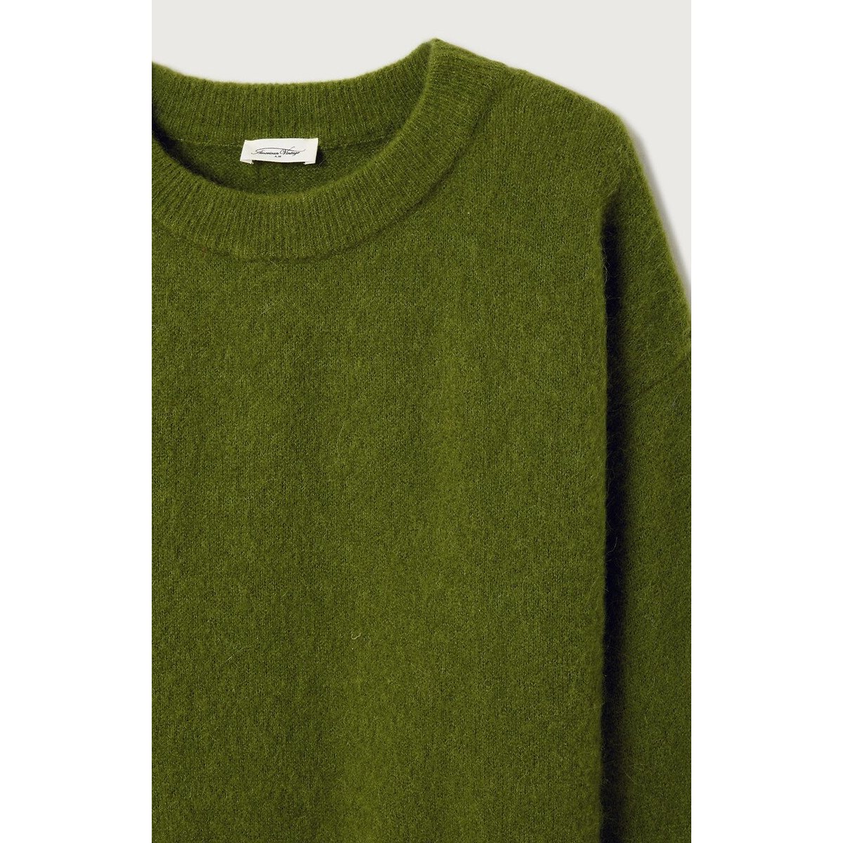 Maglione maniche lunghe scollo barchetta VITOW kaki chiné, AMERICAN VINTAGE