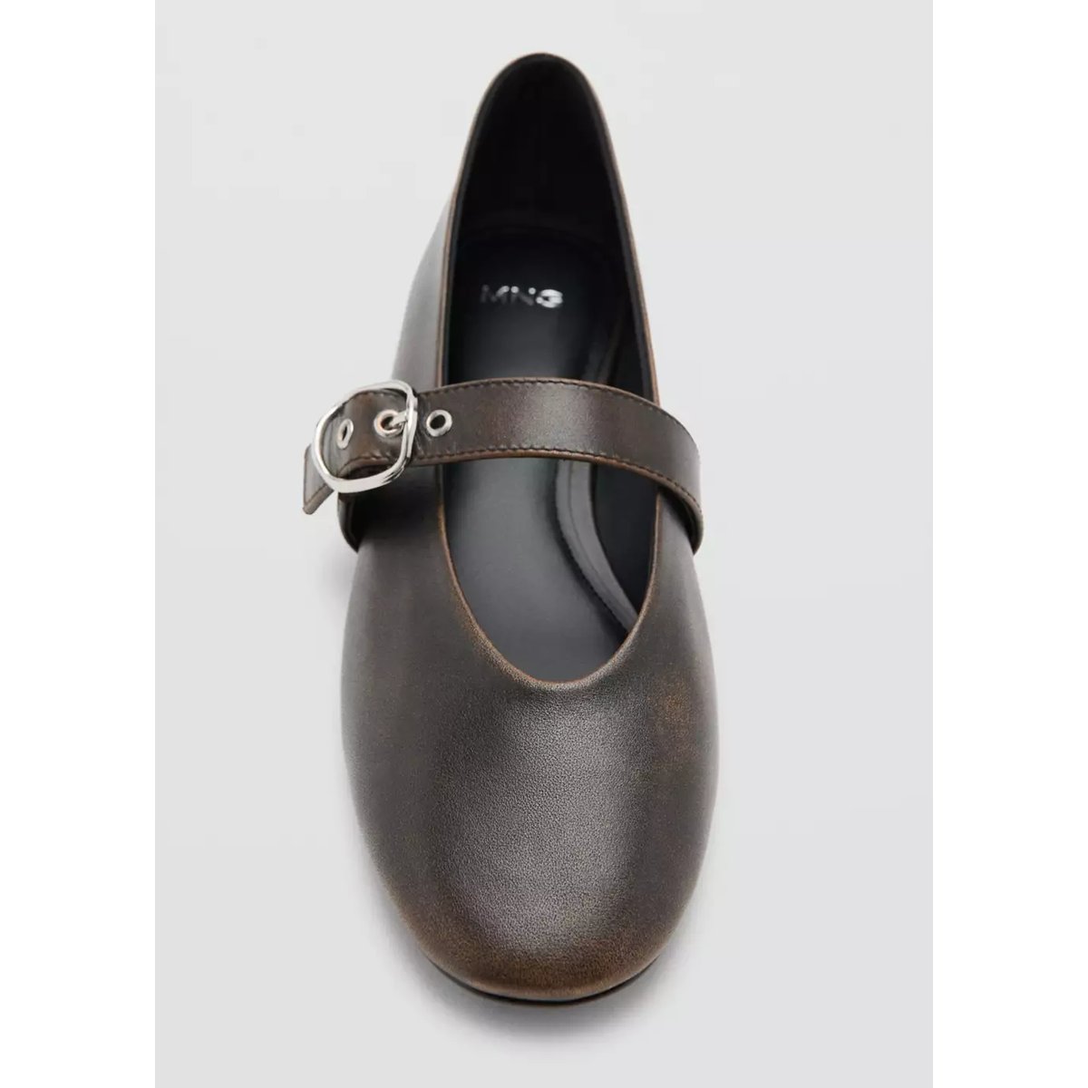 Ballerines cuir boucle chocolat, MANGO