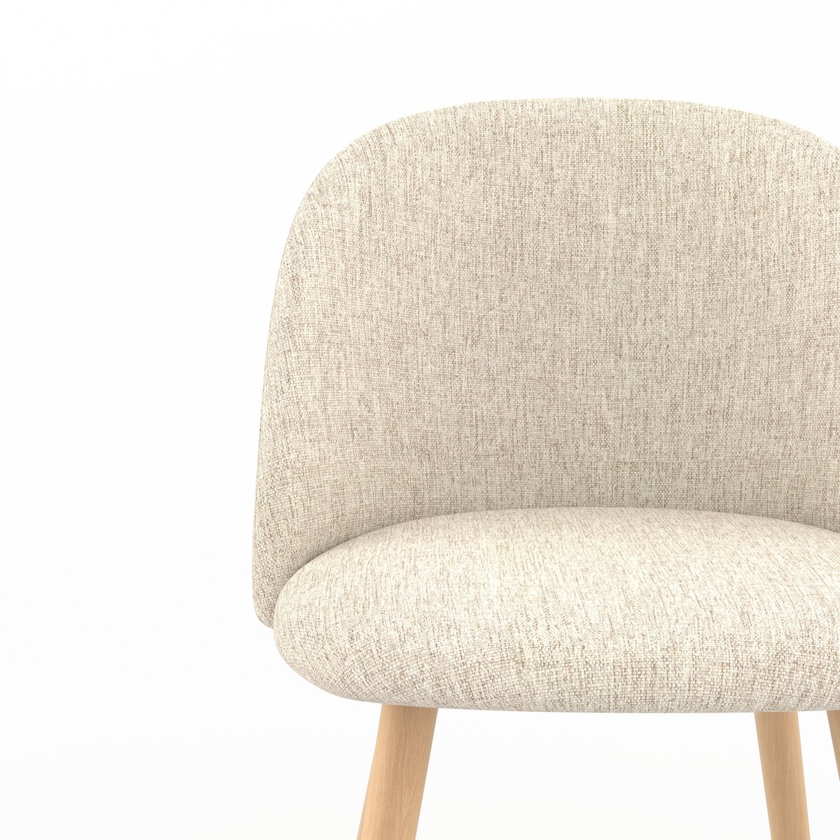 Lot de 2 chaises en tissu, pieds en métal effet bois - COZY greige, MAISON PAVANE