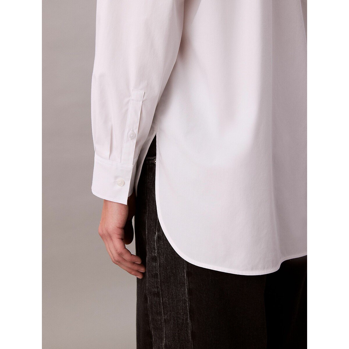 Stretch Cotton Poplin Shirt white, CALVIN KLEIN JEANS