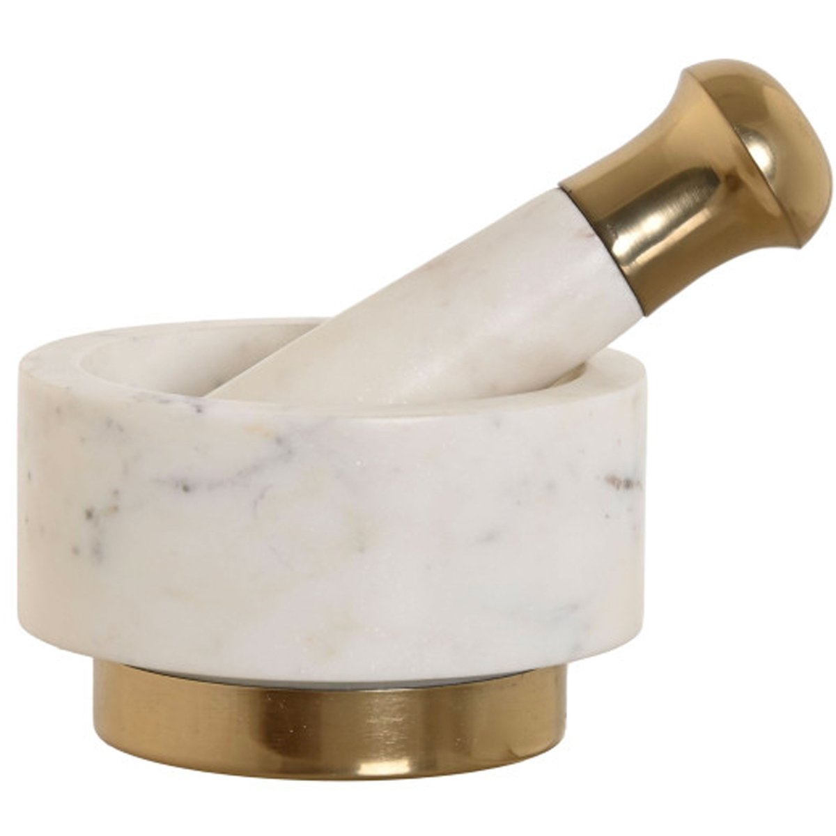 Mortier et pilon en marbre blanc et laiton doré 12.5x12.5x7.5cm blanc, WADIGA