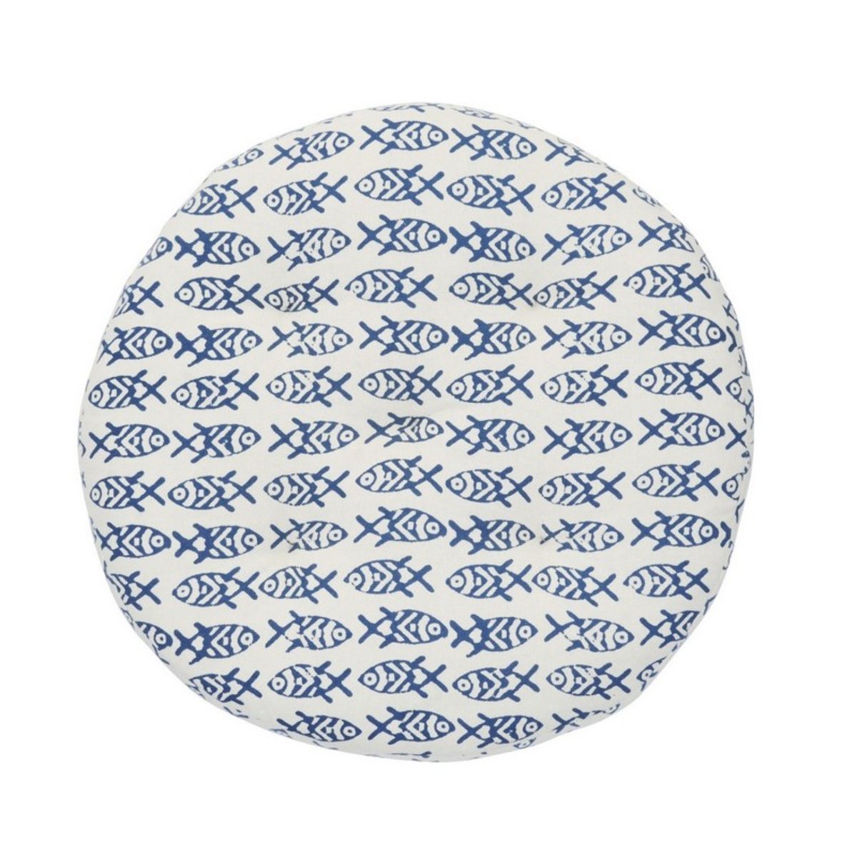 Galette de chaise coton imprimé poissons bleu, MADAM STOLTZ