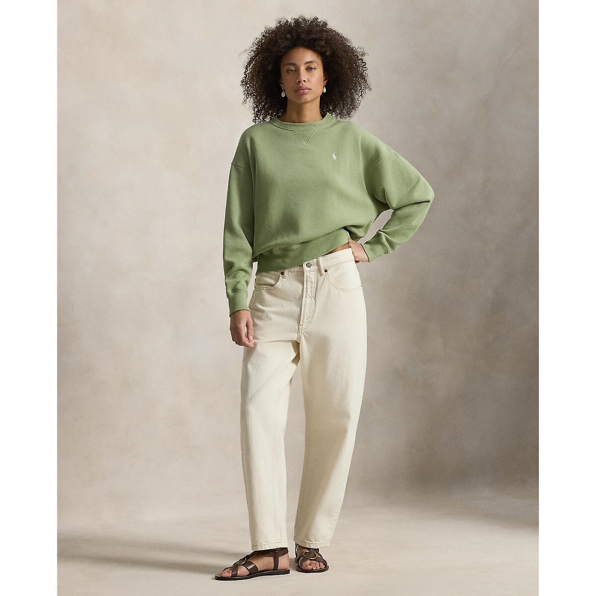 Sweater met ronde hals en V-vormige inzet, met lange mouwen groen , POLO RALPH LAUREN