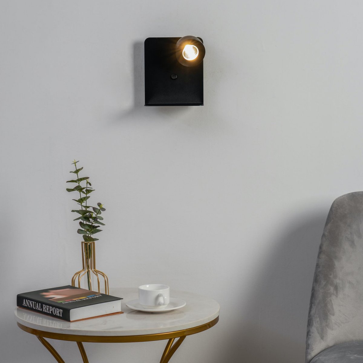 Applique liseuse noire avec USB - LYNGEN noir, KOSILUM
