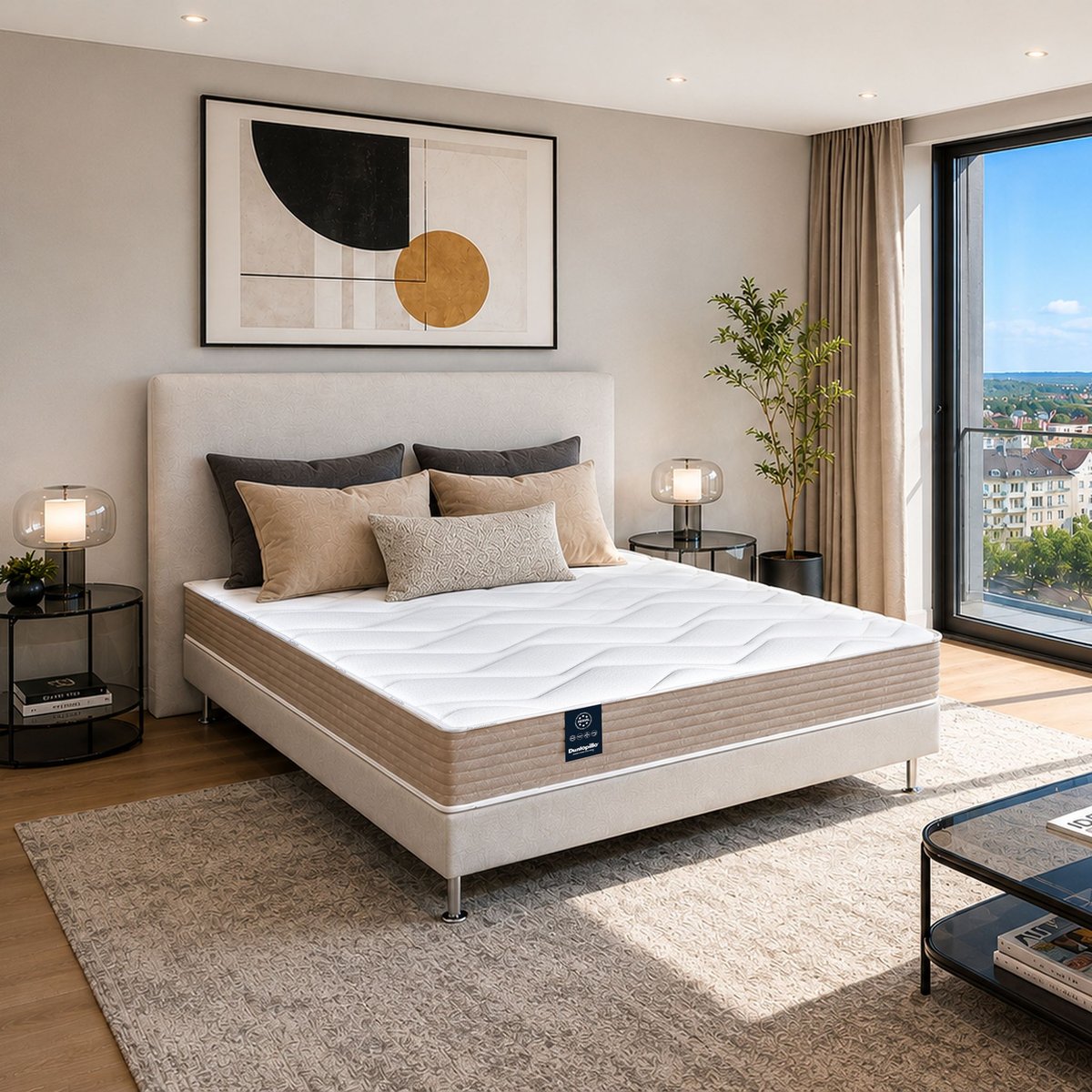 Matelas en mousse HR confort ferme Camélia couleur unique, DUNLOPILLO