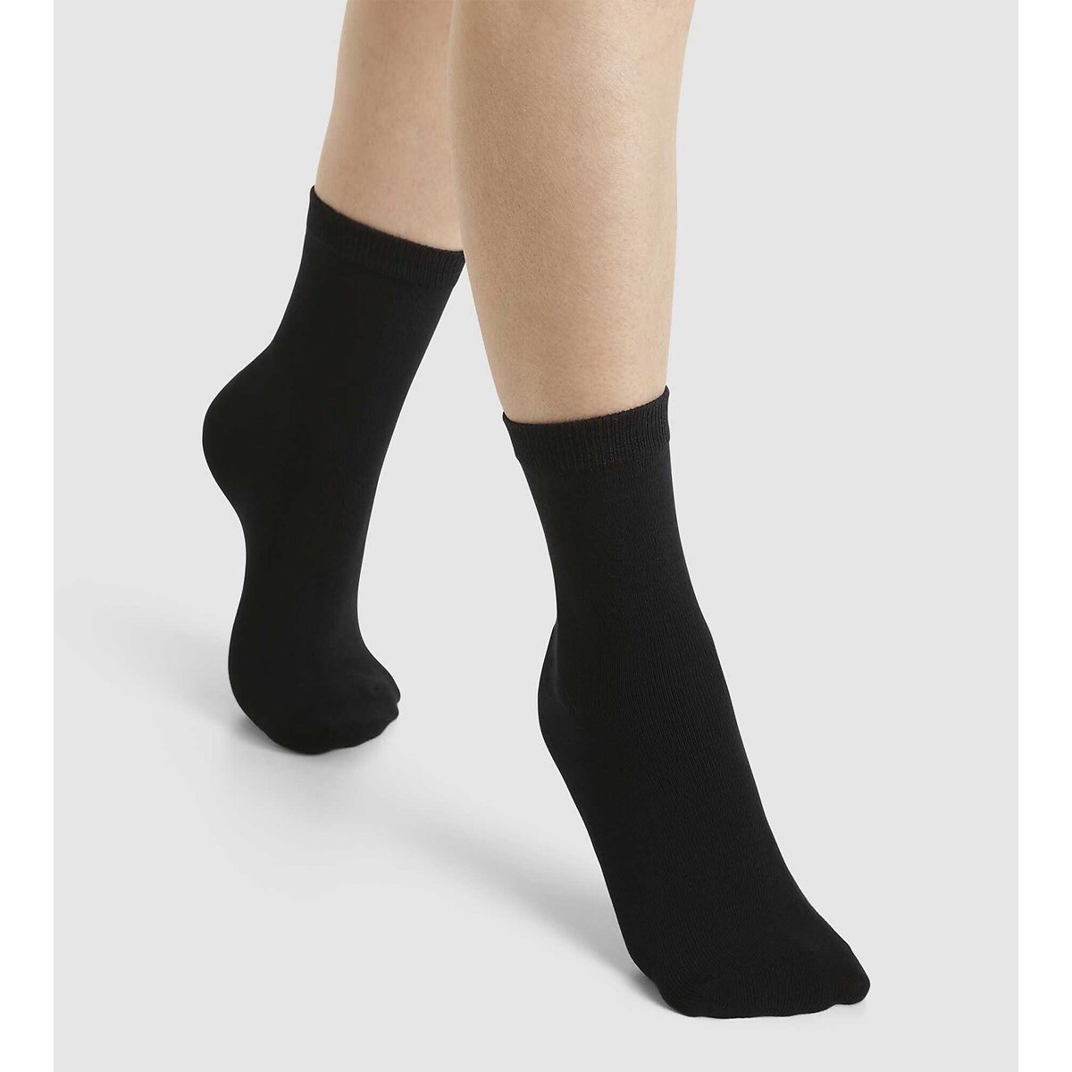Pack of 2 Pairs of Fleece-Lined Crew Socks black, DIM