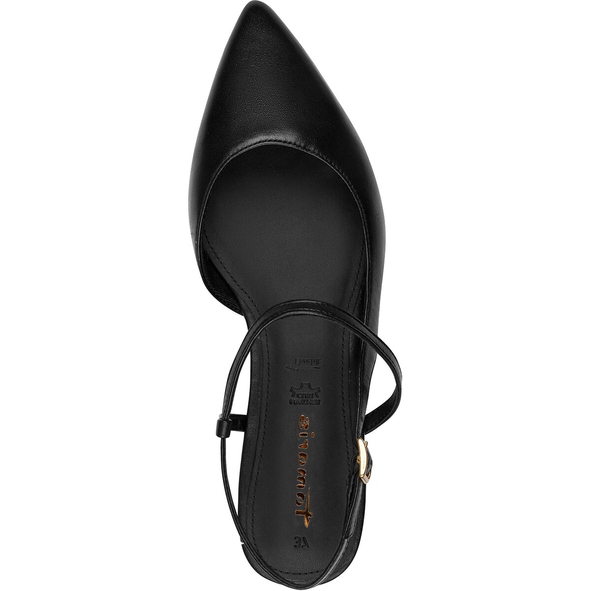 Leather Pointed Slingback Ballet Pumps black, TAMARIS