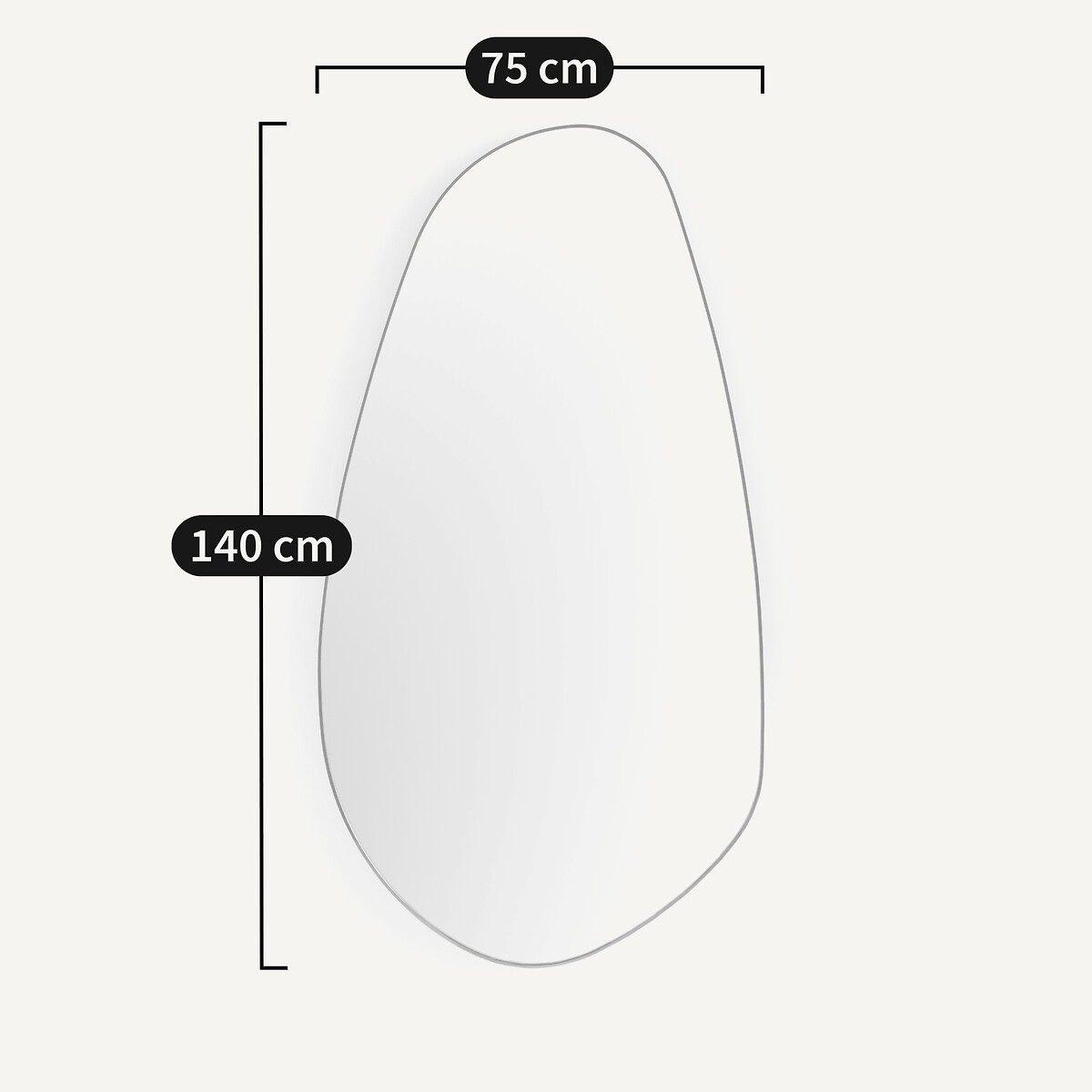 Miroir organique en nickel satiné H140 cm, Lido transparent, AM.PM