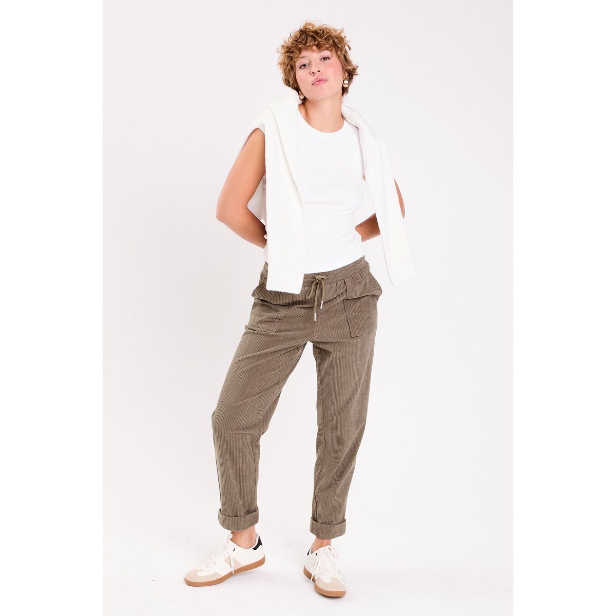 Pantalon jogging velours vert kaki, CACHE CACHE