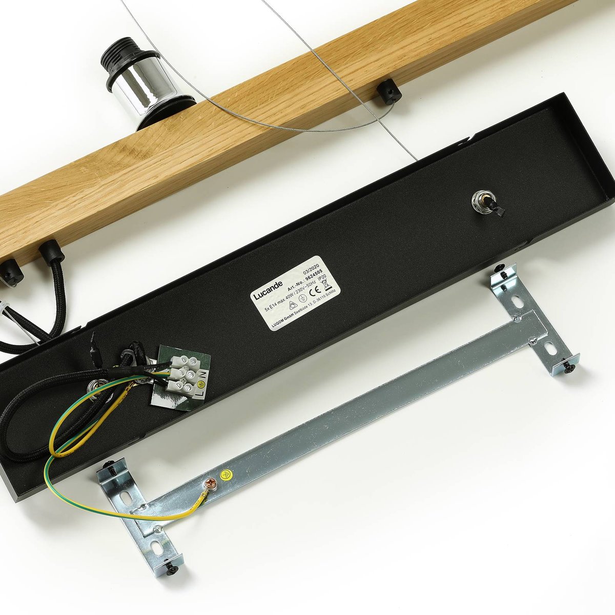 Suspension scandinave, Kalinda gris, chêne clair, LUCANDE