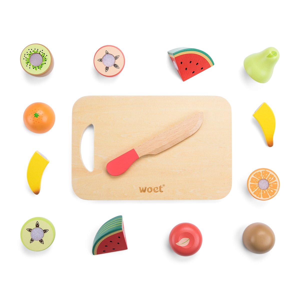 Fruits en bois à découper beige, NEW CLASSIC TOYS