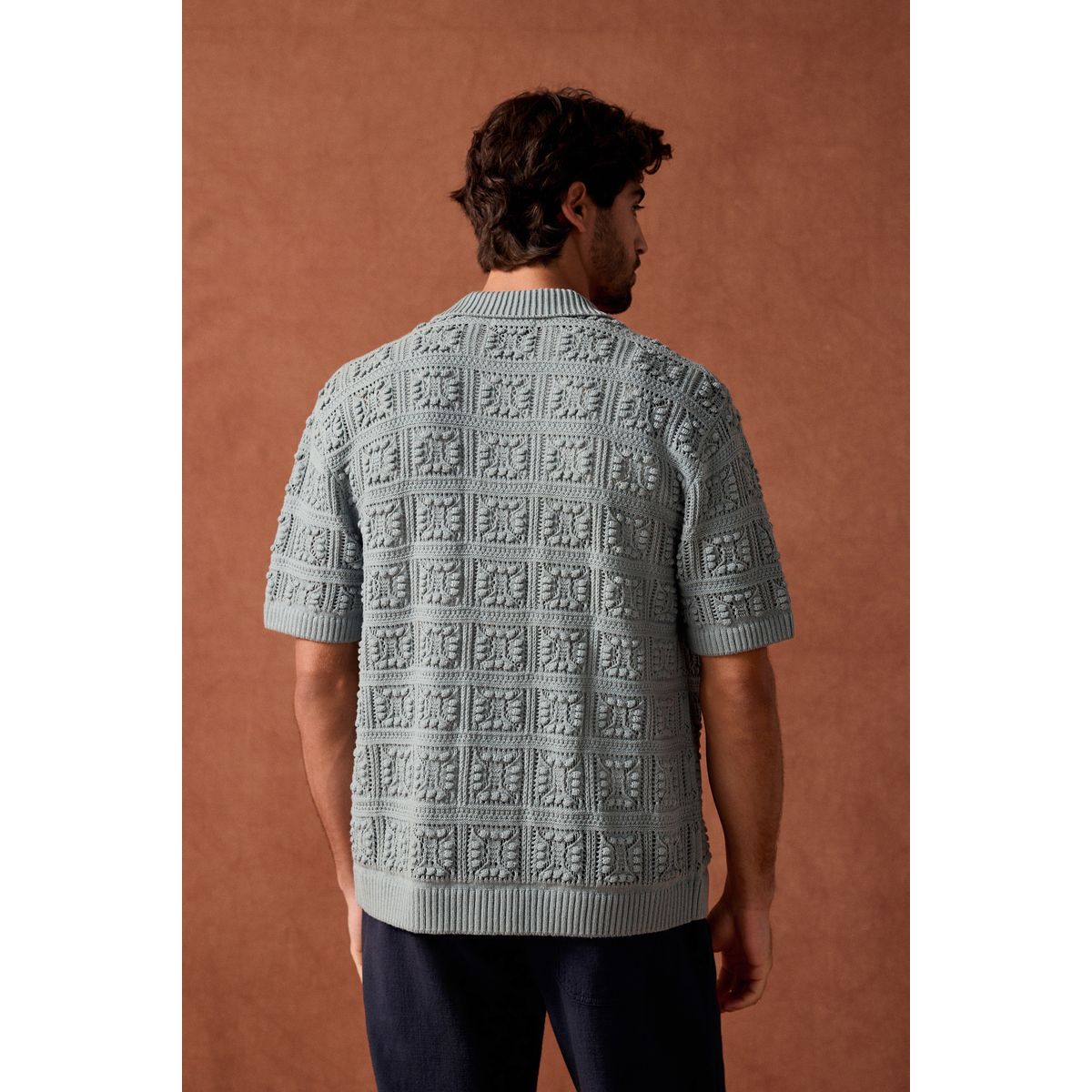 Polo avec manches courtes et fleurs bleu clair, NEXT