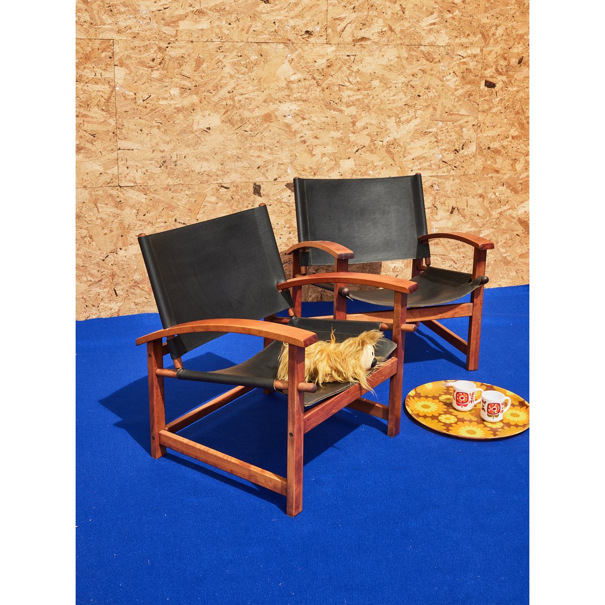 Paire de fauteuils designer en cuir Jakob N°1273 - Bon état bois foncé, DEBONGOUT