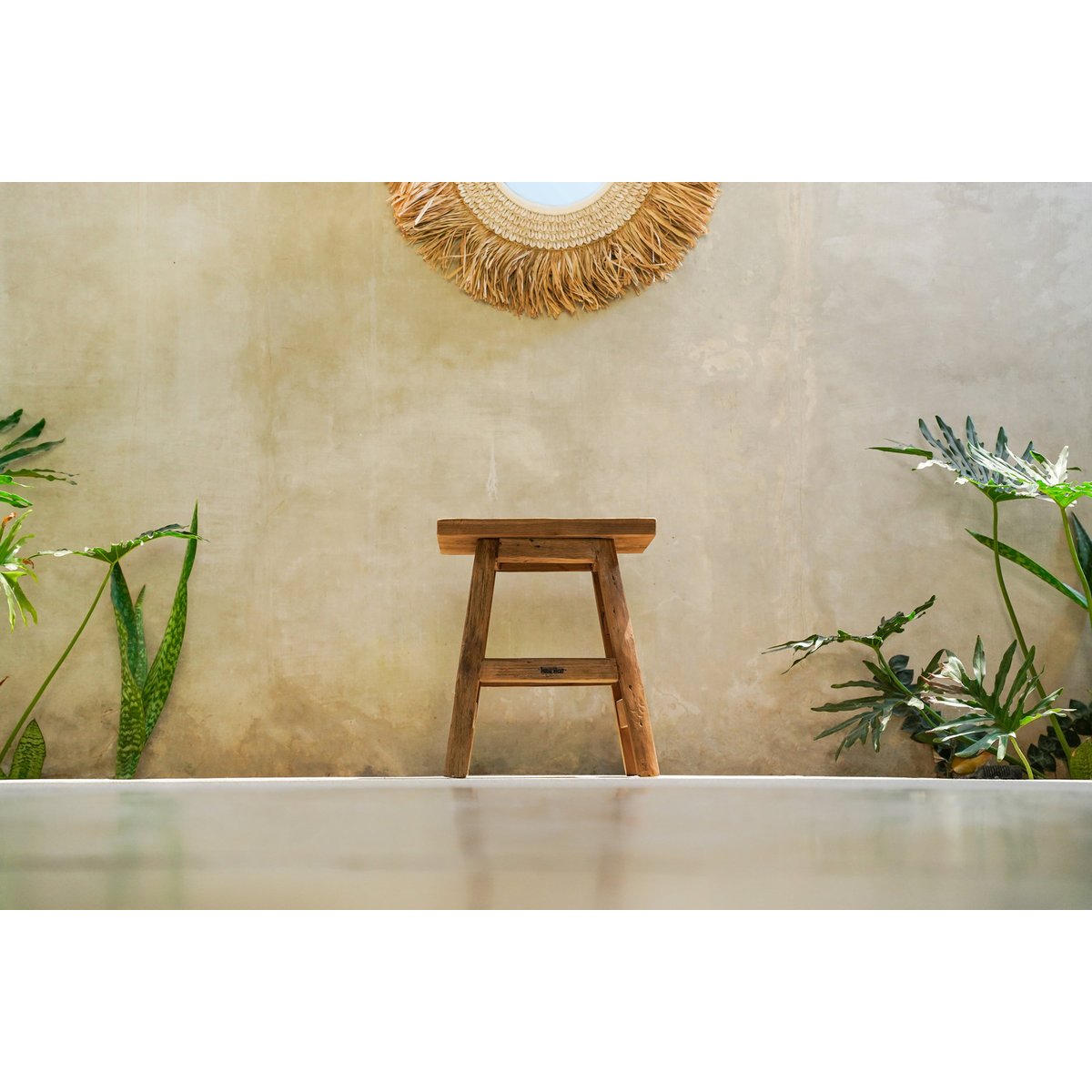 Tabouret en bois de teck récupéré YOKE beige, BAZAR BIZAR