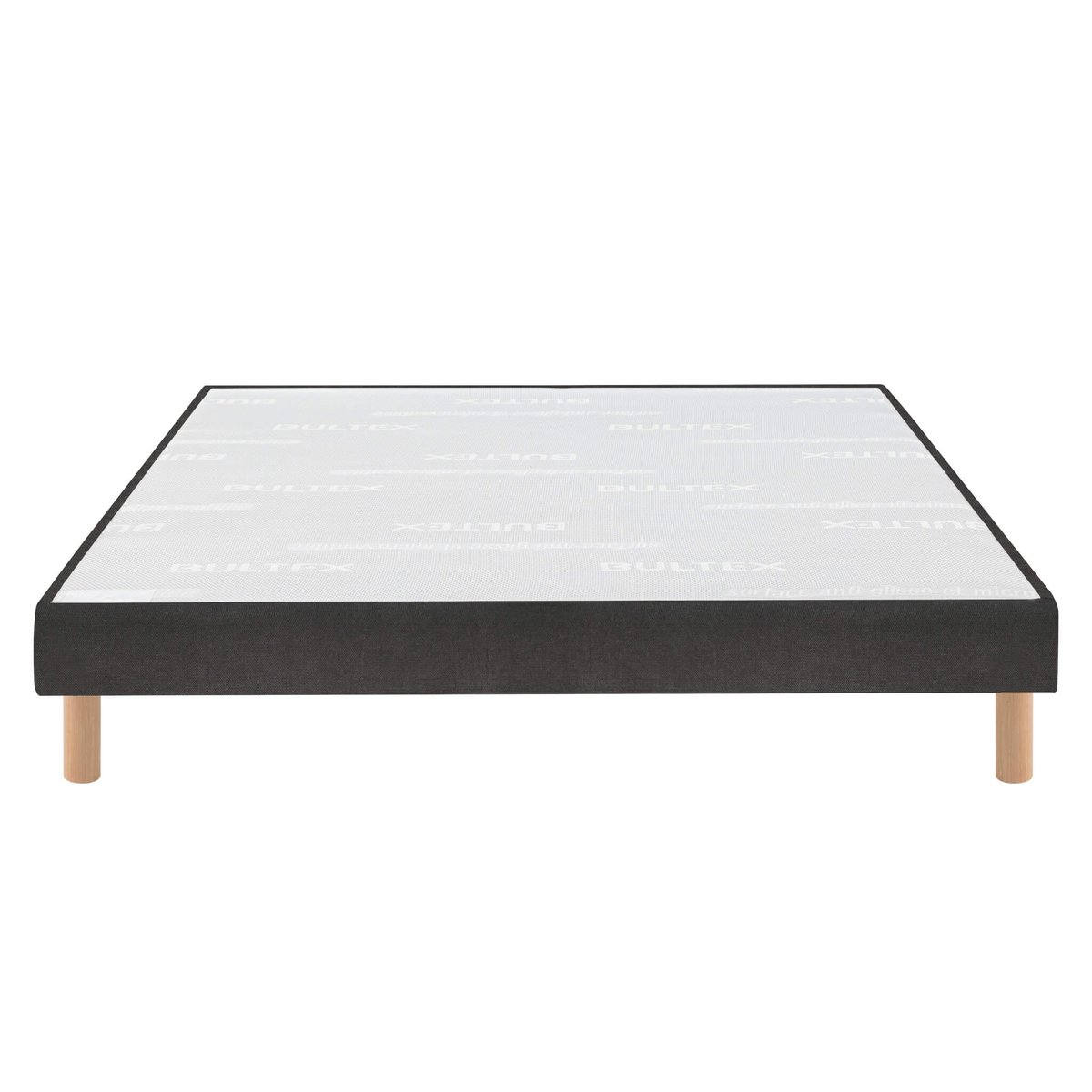 Ensemble matelas nano REGULAR, sommier VIGOROSO gris fumé et pieds blanc, BULTEX
