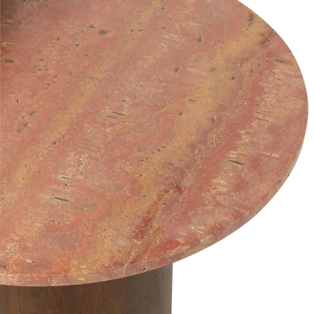 Tables basses en marbre terracotta et pied bois D56 (set de 2) - ASO marron, HELLIN, DEPUIS 1862