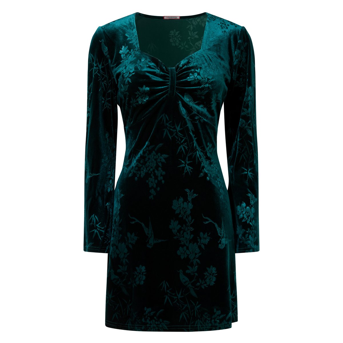 Tunique en Velours Embossé Fleuri vert, JOE BROWNS
