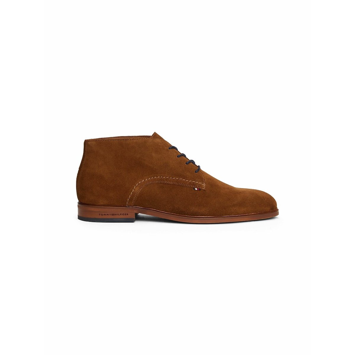 Bottines à lacets en cuir suède cognac, TOMMY HILFIGER