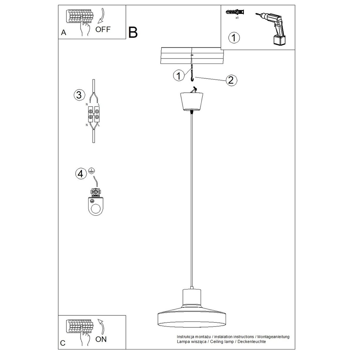 Suspension Acier Beige E27 1 Bilo beige, EDEN