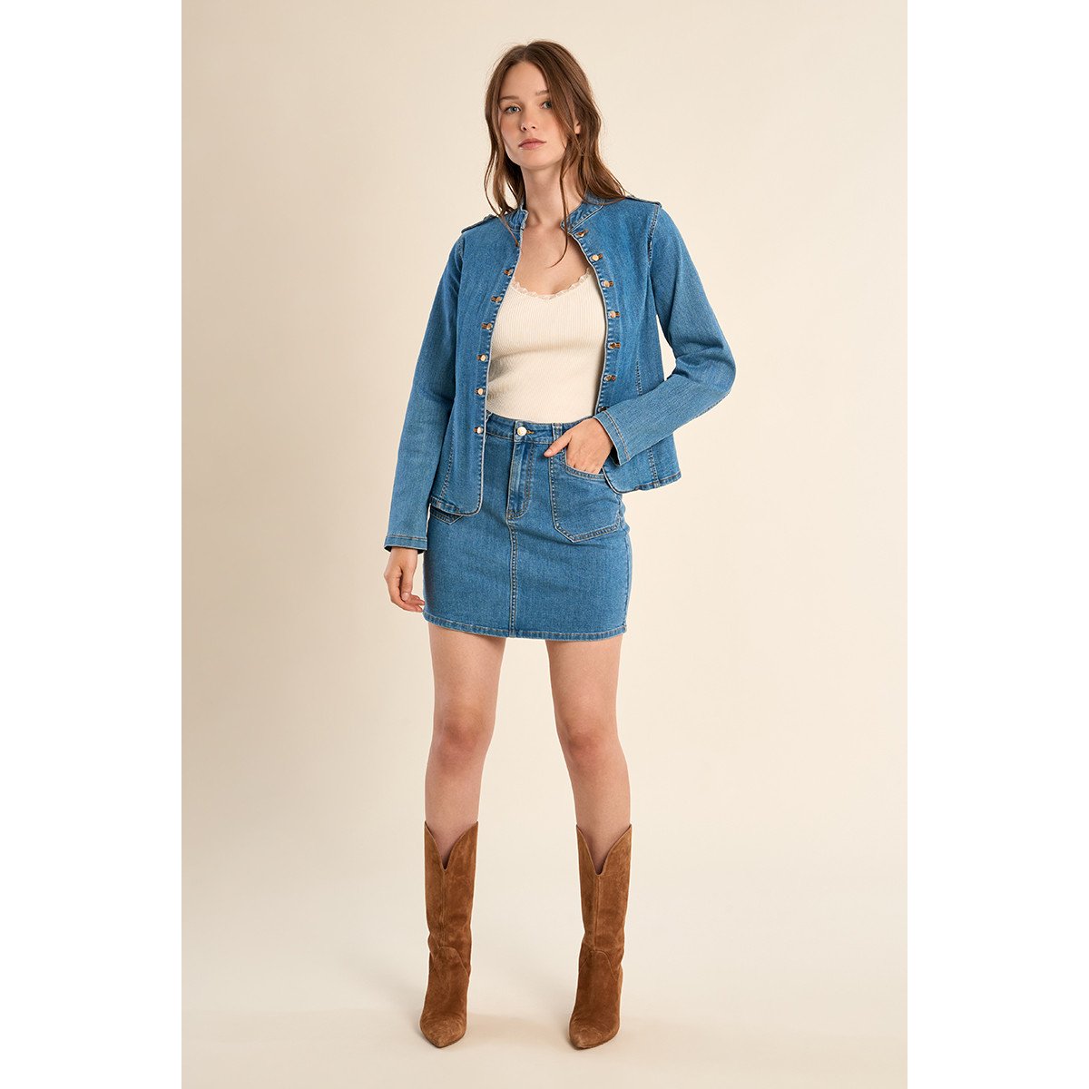 Veste en denim, officier light blue denim, MOLLY BRACKEN