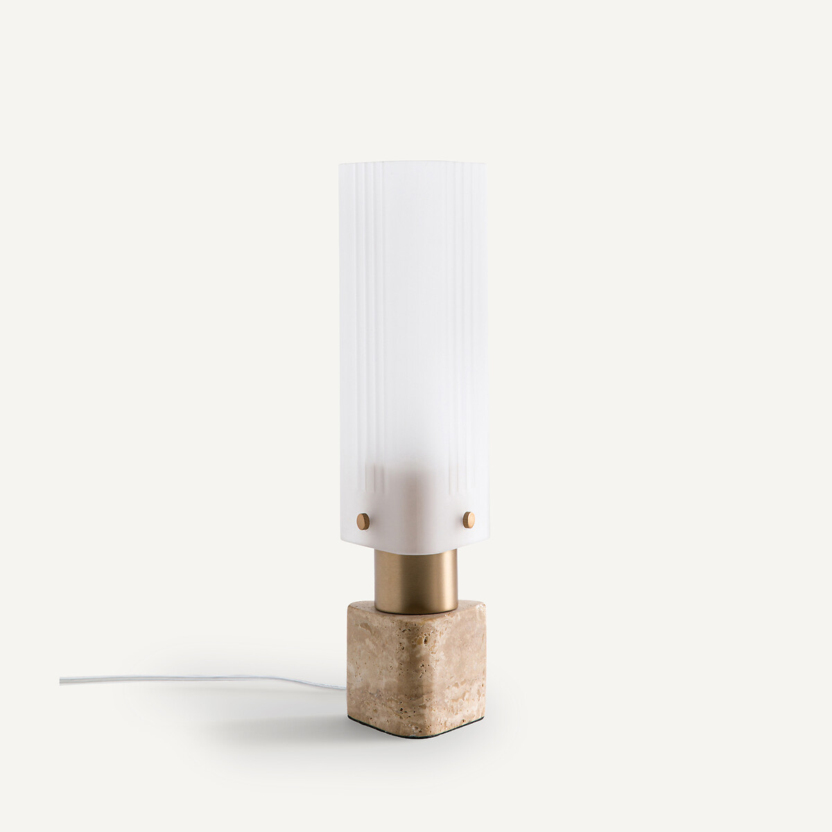 Lampe verre et travertin, STROZZI champagne, AM.PM X EMMANUEL GALLINA