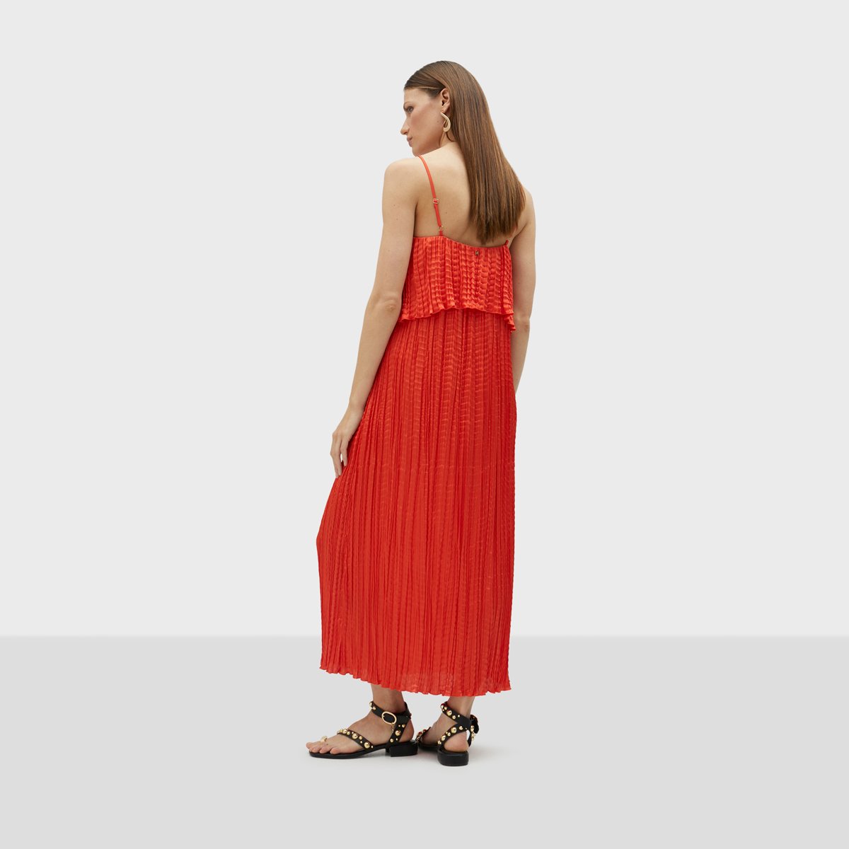 Robe longue à bretelles fines orange, LOLA CASADEMUNT