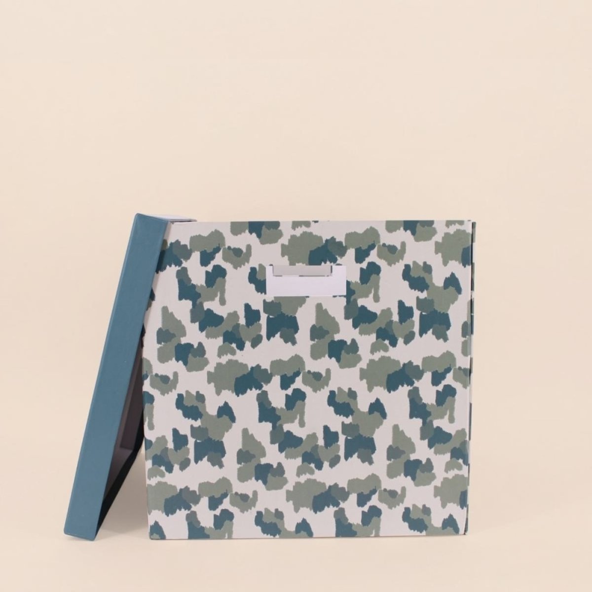 Boite avec couvercle en carton recyclé imprimé 31x31x31cm beige, ORNAMI