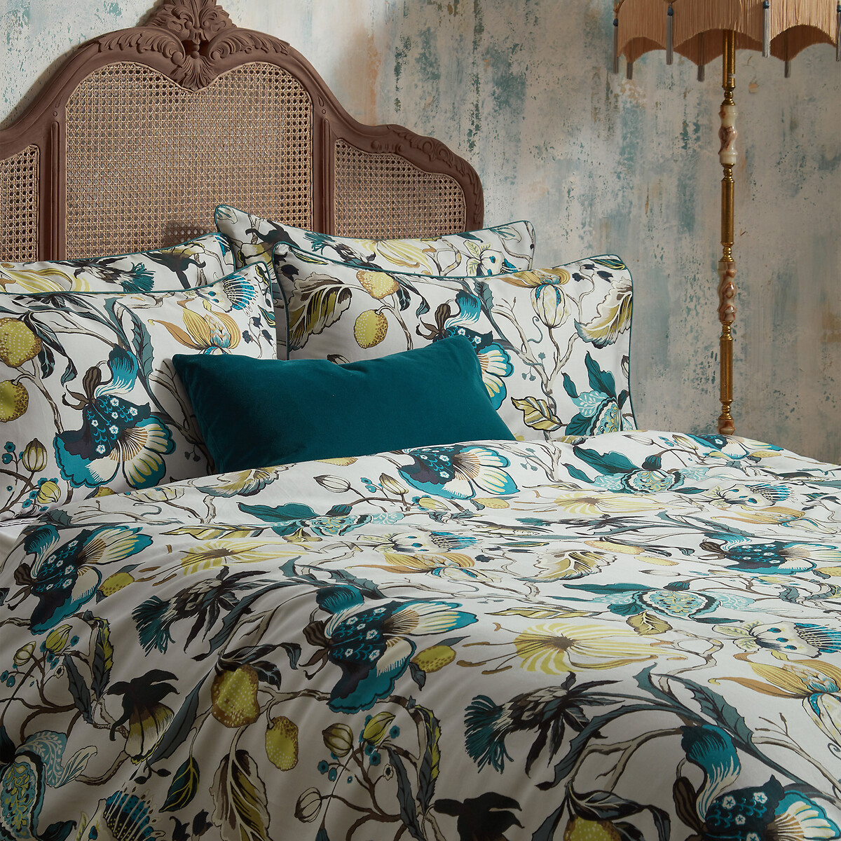 Morton Timeless Floral 100% Cotton Duvet Cover and Pillowcase Set teal, EW BY EDINBURGH WEAVERS