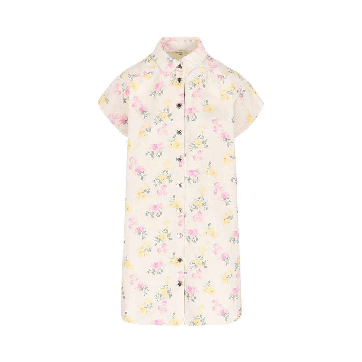 Robe chemise courte fleurie blanc casse, LOLALIZA